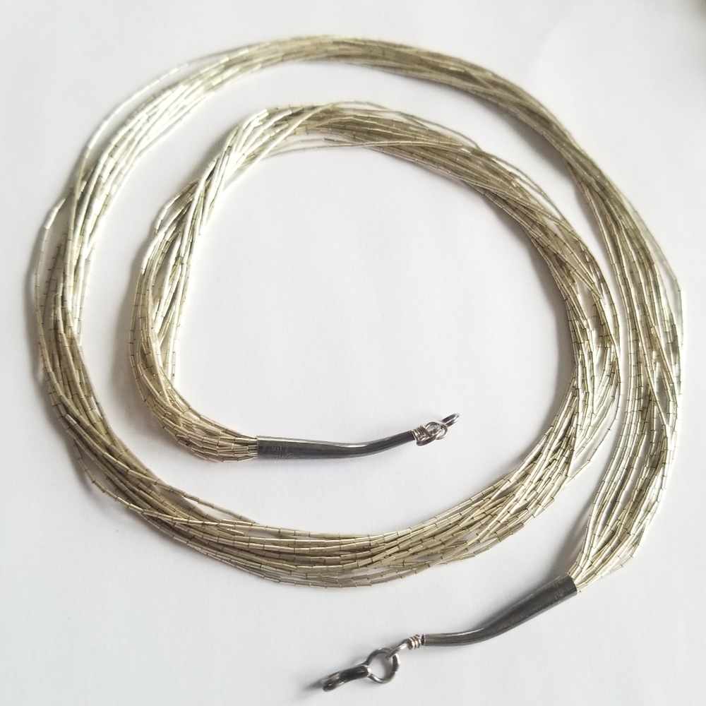 Vintage liquid silver necklace 15 strands Sterling Silver Southwestern 925